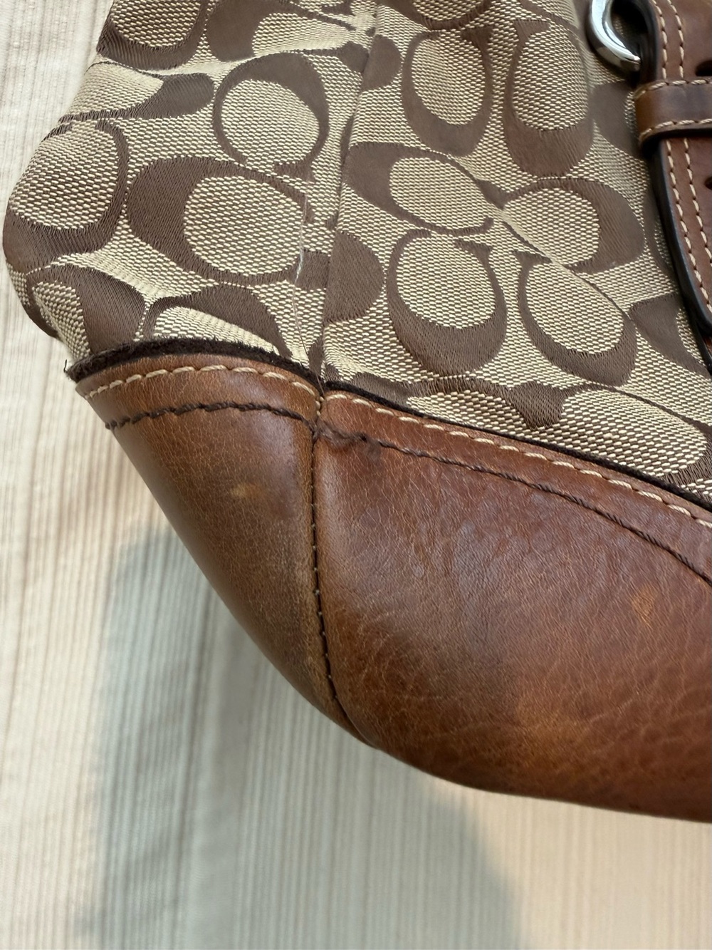 Coach Beige and Brown Signature Canvas Tote - Picture 4 of 8